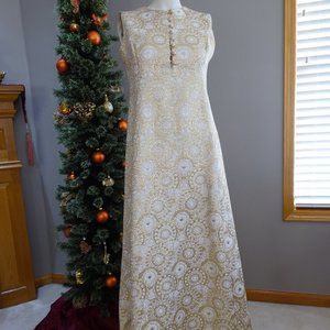 Vintage 1960s Gino Charles Metallic Brocade Cocktail Gown, small